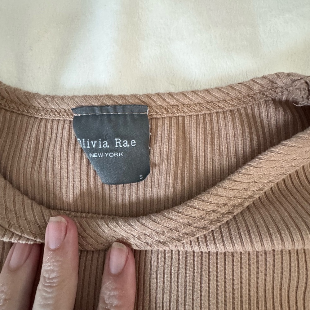 Olivia Rae Beige Ribbed Top - Picture 7 of 7